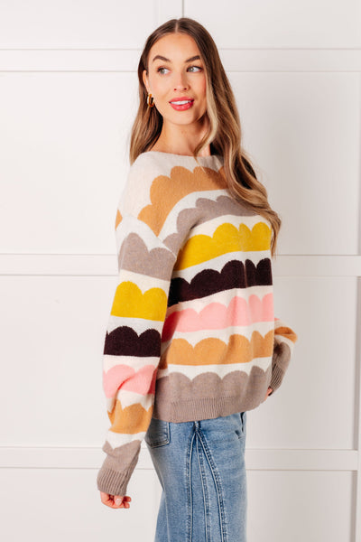 Wave After Wave Striped Sweater - Ruby Rebellion