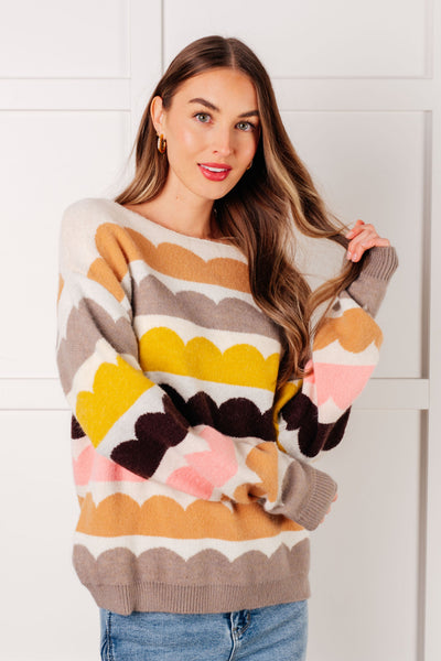 Wave After Wave Striped Sweater - Ruby Rebellion