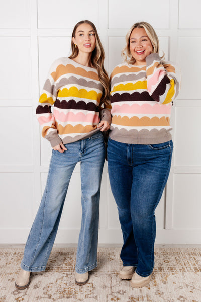 Wave After Wave Striped Sweater - Ruby Rebellion