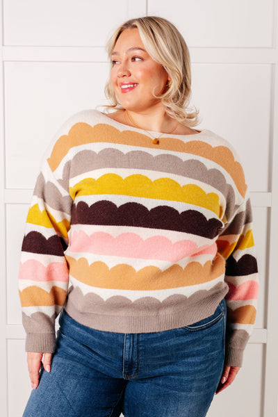Wave After Wave Striped Sweater - Ruby Rebellion