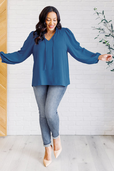 We Believe Keyhole Tie Detail Blouse - Ruby Rebellion