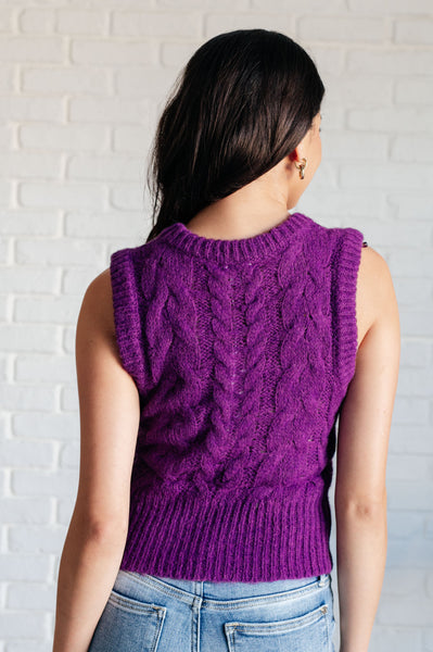 What's On Your Mind Cable Knit Vest - Ruby Rebellion