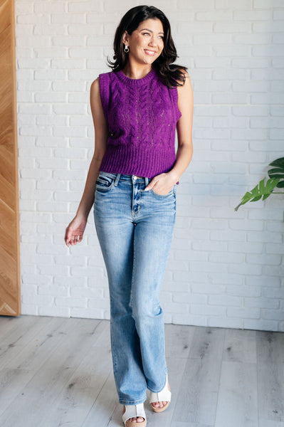 What's On Your Mind Cable Knit Vest - Ruby Rebellion