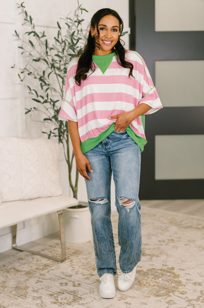 What's a Girl to Do Contrast Trim Relaxed Top