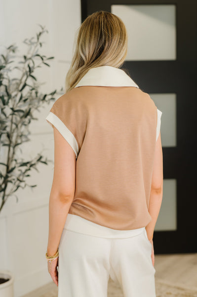 Whispered Urgently Color Block Half Zip Top - Ruby Rebellion