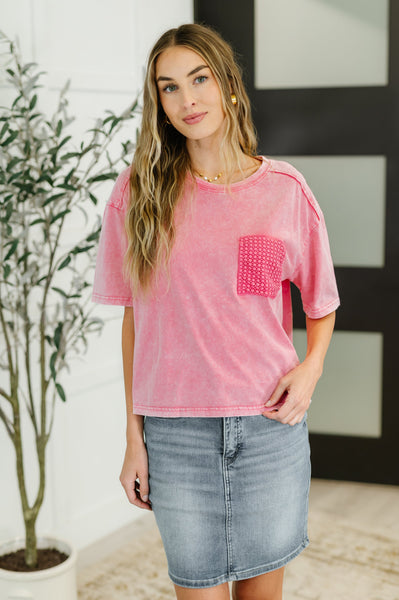 Who's That Girl Crochet Pocket T-Shirt - Ruby Rebellion
