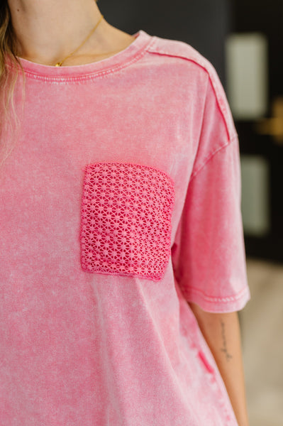 Who's That Girl Crochet Pocket T-Shirt - Ruby Rebellion