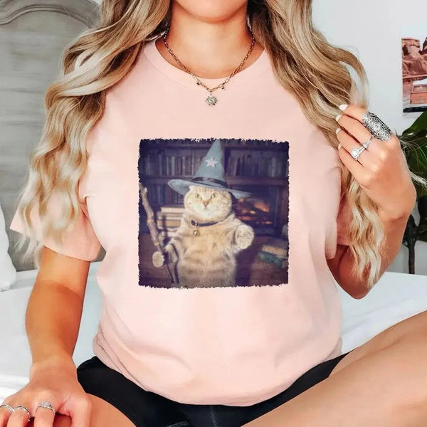 Wizard Cat Halloween Shirt – Funny Cat Meme Graphic Tee