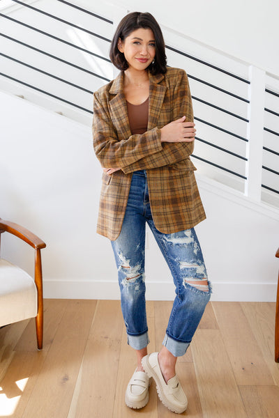 World Class Plaid Blazer - Ruby Rebellion