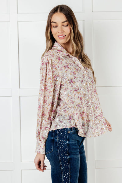 You and I Connect Floral Button Up Blouse - Ruby Rebellion