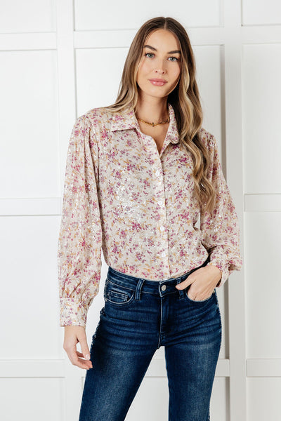 You and I Connect Floral Button Up Blouse - Ruby Rebellion