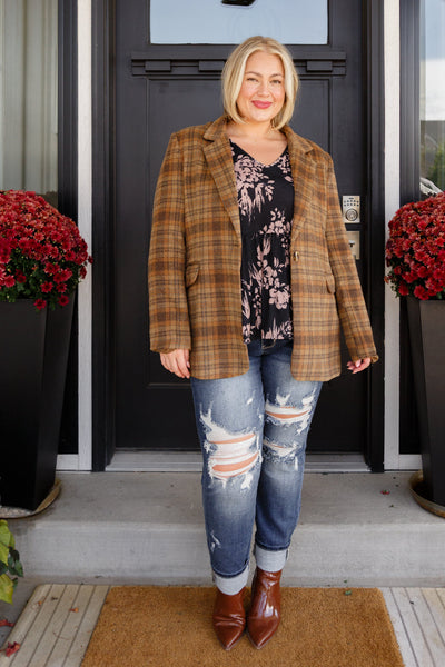 World Class Plaid Blazer - Ruby Rebellion