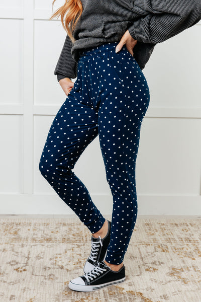 Your New Favorite Joggers in White Polka Dot - Ruby Rebellion