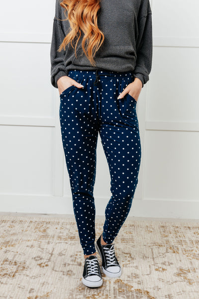 Your New Favorite Joggers in White Polka Dot - Ruby Rebellion