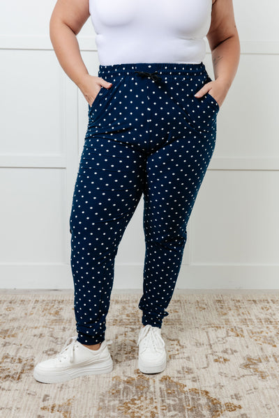 Your New Favorite Joggers in White Polka Dot - Ruby Rebellion