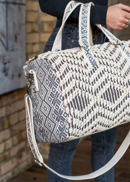 Grey & Cream Aztec Duffel Bag