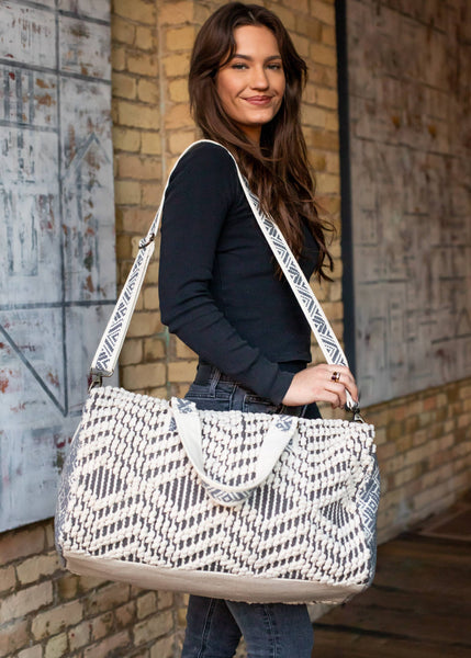 Grey & Cream Aztec Duffel Bag