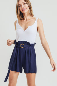 Cotton Bleu by Nu Label Buckle Belt Cotton Linen Shorts