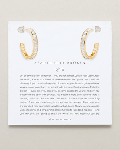 Beautifully Broken Baguette Midi Hoop Earrings