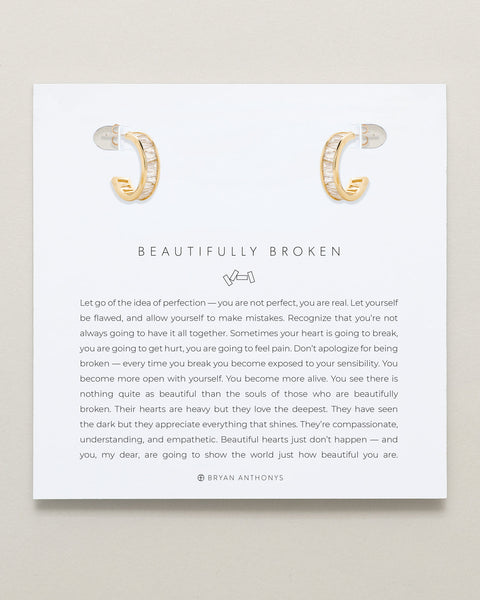 Beautifully Broken Baguette Mini Hoop Earrings