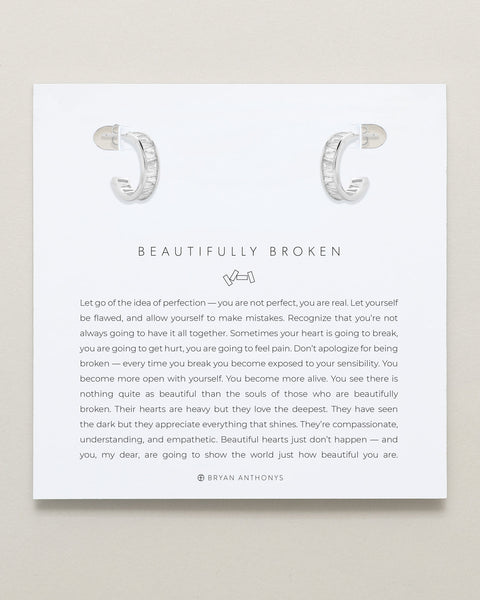 Beautifully Broken Baguette Mini Hoop Earrings