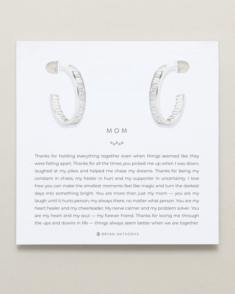 Mom Baguette Midi Hoop Earrings