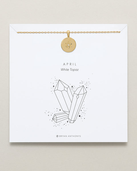Birthstone Pendant Necklace — White Topaz