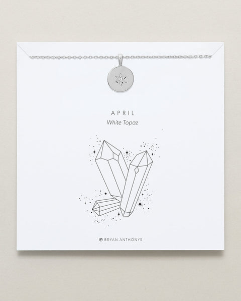 Birthstone Pendant Necklace — White Topaz