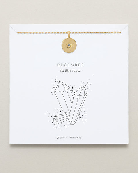 Birthstone Pendant Necklace — Sky Blue Topaz