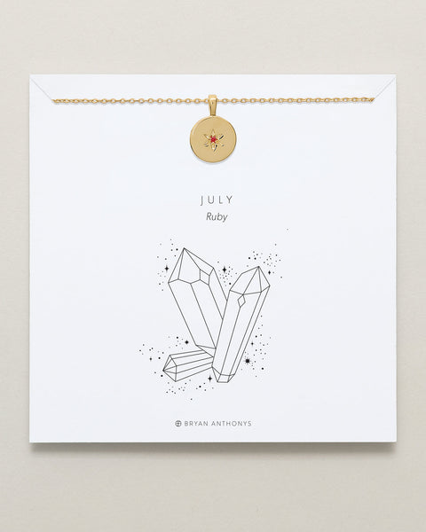 Birthstone Pendant Necklace — Ruby