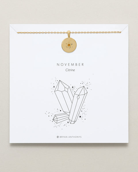 Birthstone Pendant Necklace — Citrine