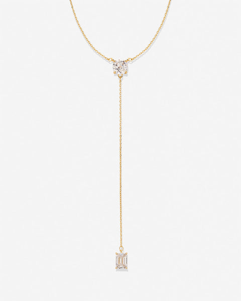 Beautifully Broken Emerald Cut Lariat Necklace
