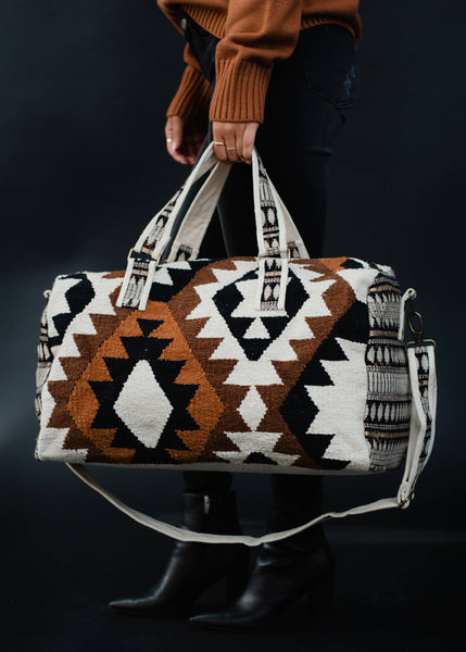 Cream, Black, Brown & Tan Aztec Duffel Bag