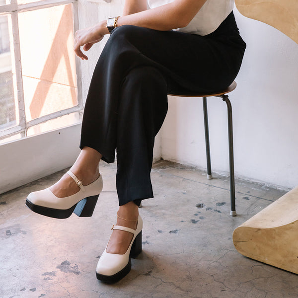 Matilda Platform Heel in Bone - Ruby Rebellion