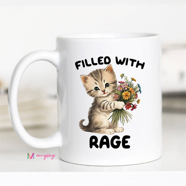 Filled with Rage Kitten Coffee Mug, Funny Mug, Cat Lover Mug