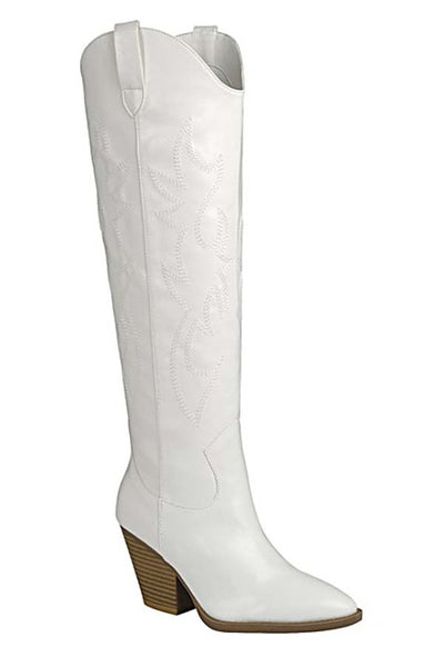 RIVER KNEE HIGH WESTERN BOOTS - AVAILABLE IN BLACK OR WHITE!