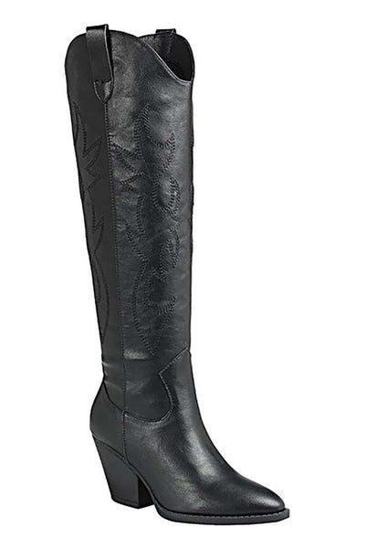 RIVER KNEE HIGH WESTERN BOOTS - AVAILABLE IN BLACK OR WHITE!