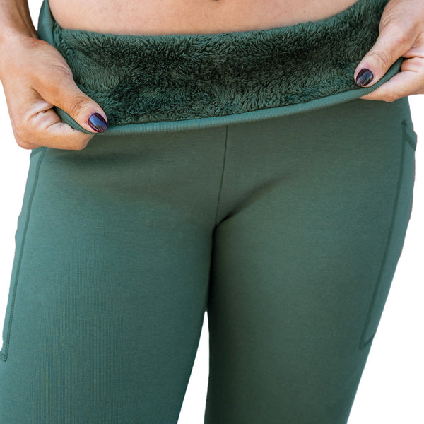 Fleece Lined Leggings | Hunter Green - Ruby Rebellion