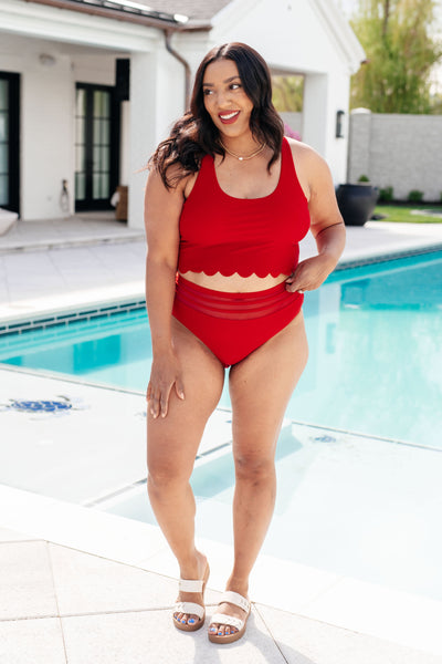 Tonga Scalloped Swim Top - Ruby Rebellion