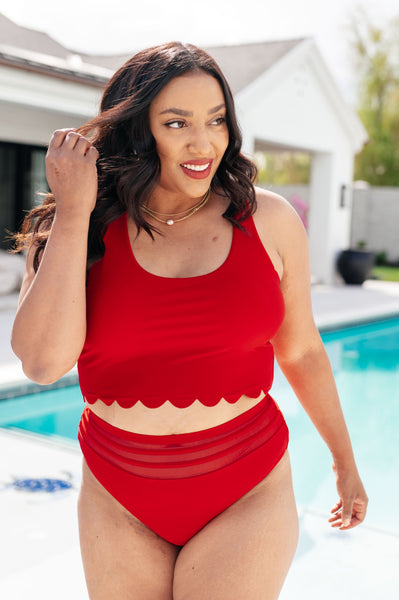 Tonga Scalloped Swim Top - Ruby Rebellion