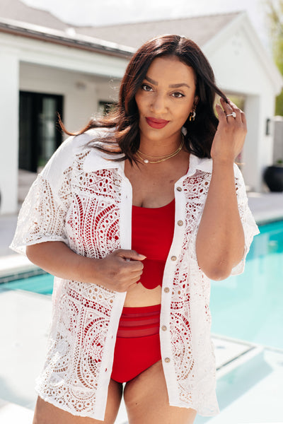 Tonga Scalloped Swim Top - Ruby Rebellion