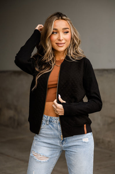 Quilted Bomber - Black