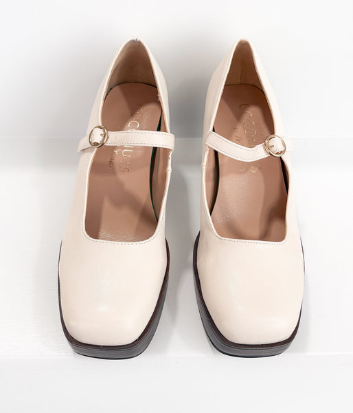 Matilda Platform Heel in Bone - Ruby Rebellion