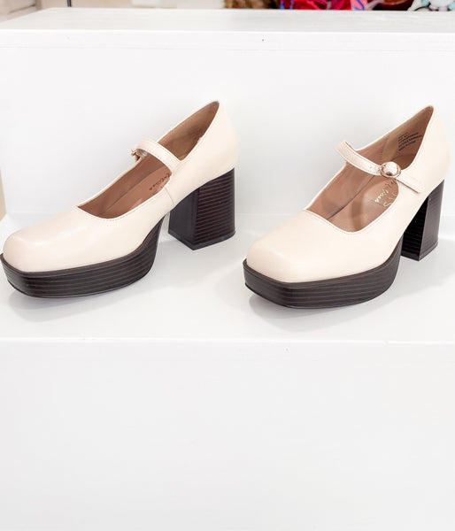 Matilda Platform Heel in Bone - Ruby Rebellion