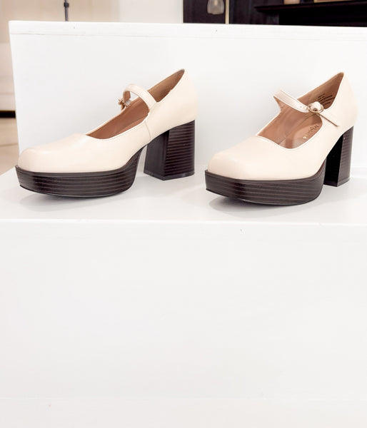 Matilda Platform Heel in Bone - Ruby Rebellion
