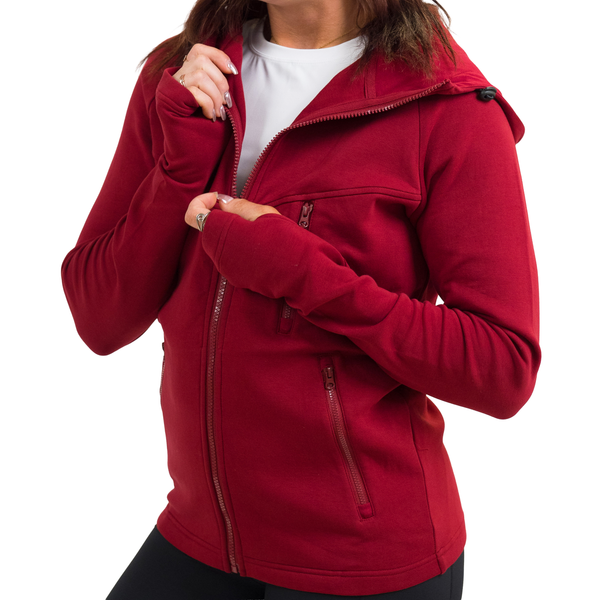 Rest Day Zip Up Sweatshirt | Dark Red - Ruby Rebellion