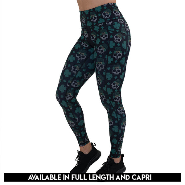 Shamrock Skulls Leggings - Ruby Rebellion