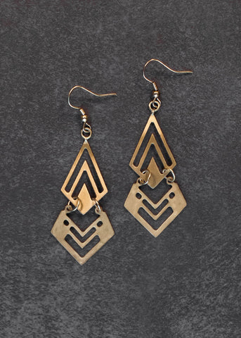 Cutout Triangle Dangle Earring - Gold