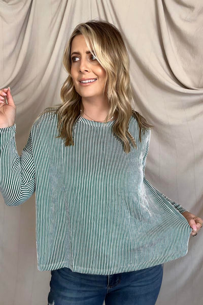 Zenana Ribbed Boat Neck Drop Shoulder Long Sleeve Top