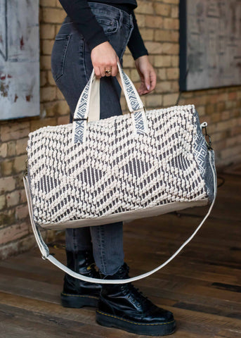 Grey & Cream Aztec Duffel